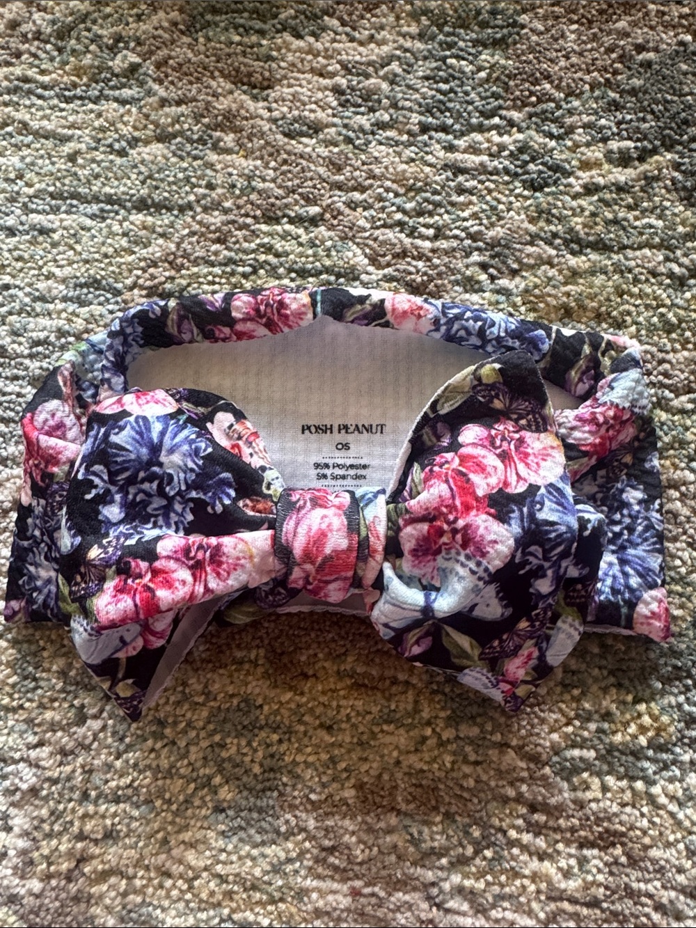 Posh Peanut Floral Bow Headwrap - Navy Pink Purple